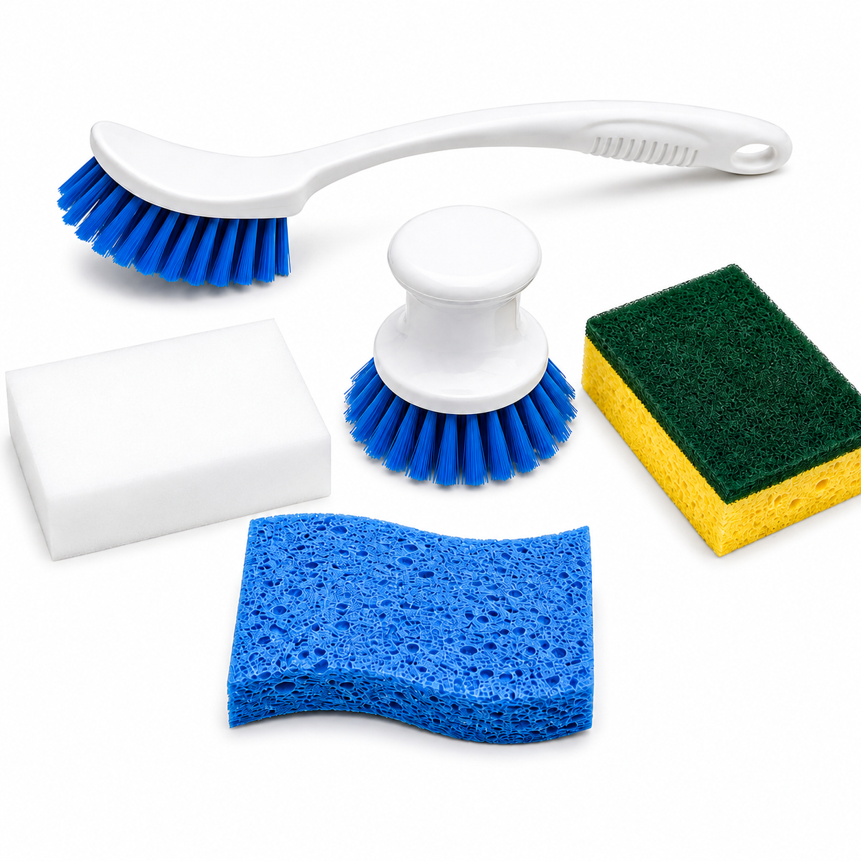 Synthetic sponges and plastic brushes