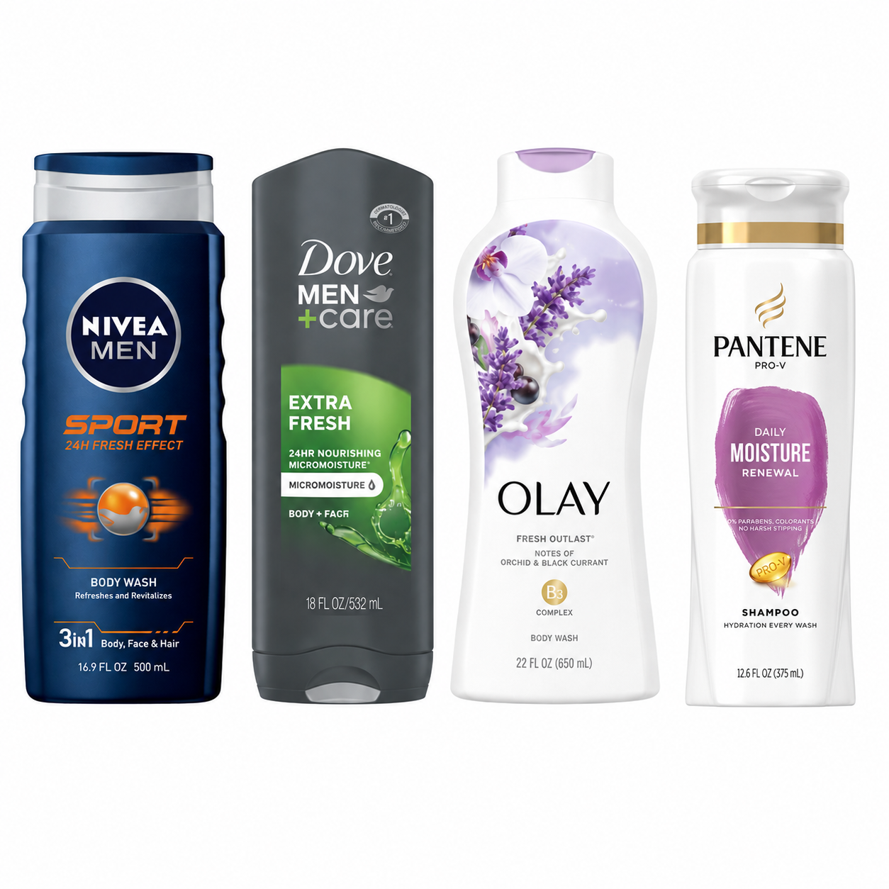Conventional body wash and shampoo